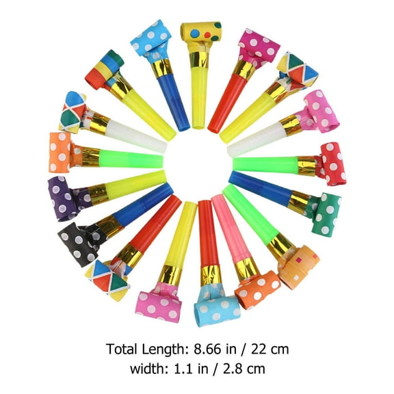 Soimiss 100pcs Birthday Whistle Blowers Plastic Party Favors for Kids Bright Colors Weddings