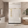 thumbnail image 2 of 44-48" W x 76" H Frameless Shower Door, 1/4" Tempered Glass, Brushed Gold, 2 of 14