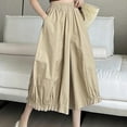 thumbnail image 2 of Olyvenn Palazzo Pants for Women Culottes Stretch High Waisted Wide Leg Palazzo Pant Baggy Casual Flowy Y2k Trousers with Pocket Khaki 6, 2 of 4