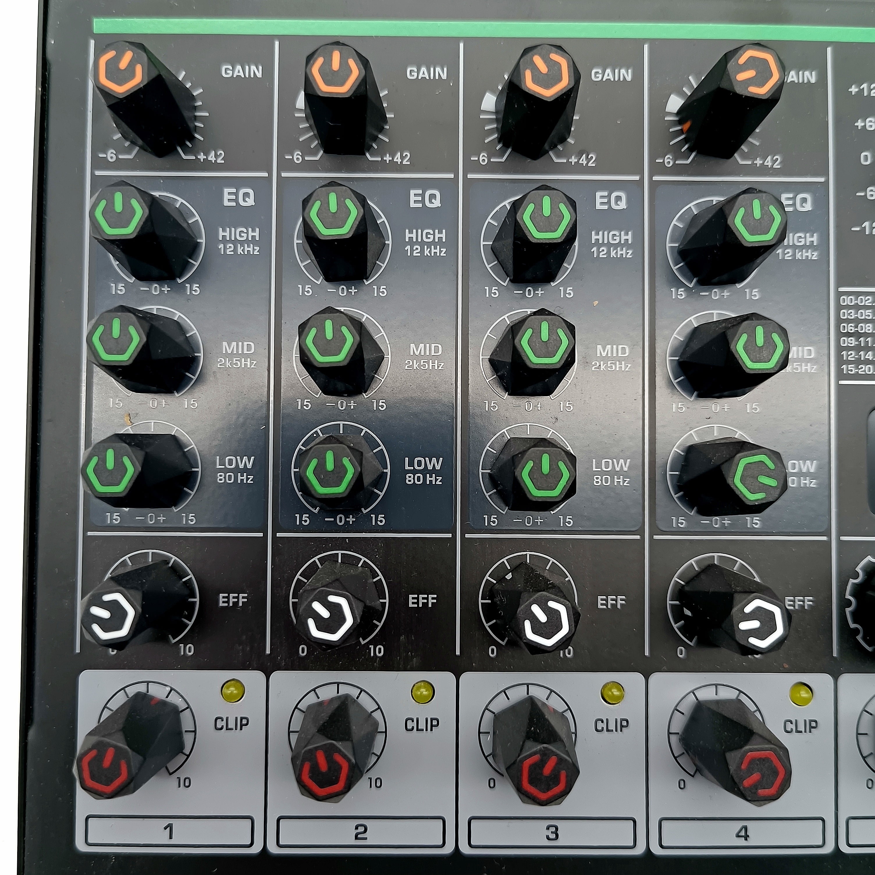 6 Channel DJ Mixer Individual 48V Output Mixing Console 7 Band EQ 99 Effect USB Bluetooth