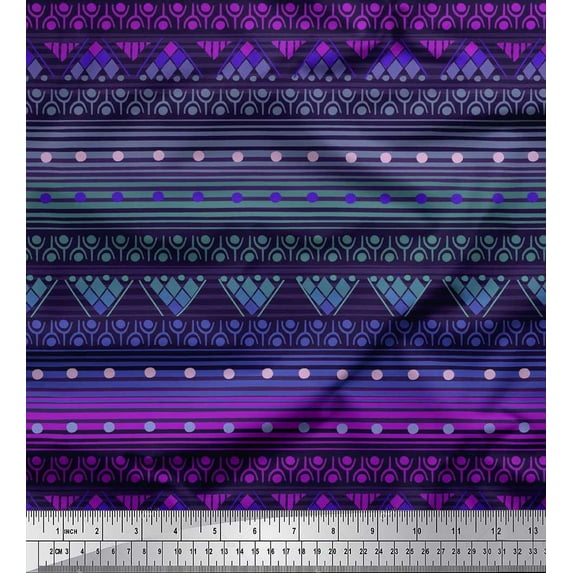 Soimoi Velvet Fabric Dot,Stripe & Geometric Ethnic Fabric Prints by Yard 58 Inch Wide