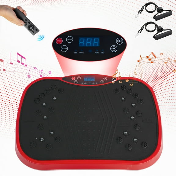 BAOKALER Vibration Plate Exercise Machine, Vibration Plate Waver for Home Fitness, Full Body Workout Platform with Loop Bands & Remote Control for Weight Loss & Muscle Toning, Red