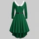 thumbnail image 2 of Vestido de mujer de talla grande sólido de manga larga de Navidad con cuello en V peludo vestido de columpio con espalda Fridja  nbo4117, 2 of 5