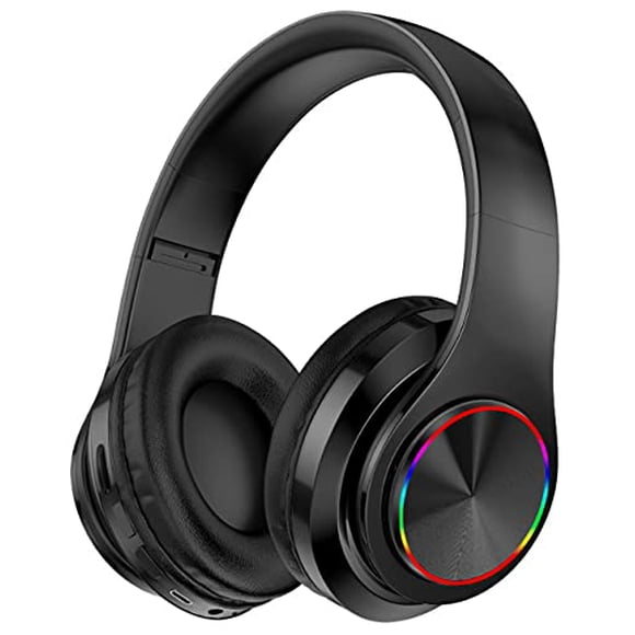 Fragolucyou Auriculares Inalámbricos Bluetooth-Luces Coloridas, Gran Capacidad de Batería, Plegables, Bluetooth 5.0, Alcance de 10 m, Sonido Envolvente Estéreo, Micrófono Incorporado, Cómodas Orejas F