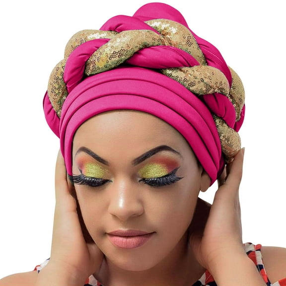 BKQCNKM Turban Head Wraps for Women, Hair Wraps for Black Women, Chemo Hats for Women, Beanie for Women, Hot Pink One Size