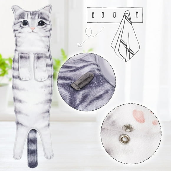 EGNMCR Serviette à Main Suspendable Serviette Chats Simulés Serviette Absorbante pour le Visage Serviette de Lavage Serviettes à Main