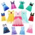 thumbnail image 2 of Vestido de princesa de la galaxia del melocotón para niñas, disfraz de Elsa, Anna, sirena, Rapunzel, para cumpleaños, Carnaval, diario, informal, Verano, 2 of 5