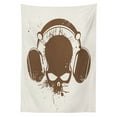 thumbnail image 3 of Ambesonne Music Tablecloth Rectangular Table Cover, DJ Grunge Retro Skull, 60"x84", Pale Caramel Cream, 3 of 4