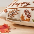 thumbnail image 6 of Beautynvta Happy Fall Pillow Cover, Vintage Embroidered Pumpkin Throw Pillowcase, Square Cushion Case with Maple Leaf Floral Print for Thanksgiving Farmhouse Couch Decor, 6 of 7