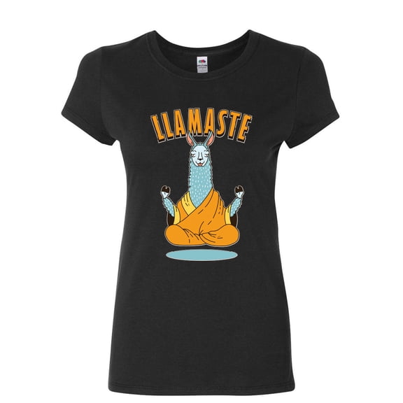 Tee Hunt Llamaste Women's T-Shirt Funny Yoga Namaste Llama Peace Pilates Lotus Om Shirt