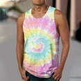 thumbnail image 3 of ZCFZJW Workout Tank Tops for Men Big and Tall Regular Fit Casual Tie Dye Graphic Sleeveless Crew Neck Basic Tees Tops Loose Comfy Camisole Shirts Multicolor#06 XXL, 3 of 5