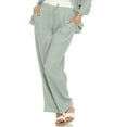 thumbnail image 4 of White Mark Women's 2-Piece Oversize Long Sleeve Button Down Cotton Linen Gauze Lounge Beach Set, 4 of 7
