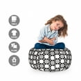 thumbnail image 2 of Black and Grey Storage Toy Bag Chair, Abstract Floral Design with Petal Silhouettes on Greyscale Backdrop, Stuffed Animal Organizer Washable Bag, Small Size, Black Grey White, by Ambesonne, 2 of 3