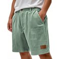 thumbnail image 2 of Men's Vertical Stripe Corduroy Shorts with Elastic Waist and Relaxed Fit Featuring Soft Breathable Fabric for Casual Outings Weekend Brunch Daily Errands Green S, 2 of 6