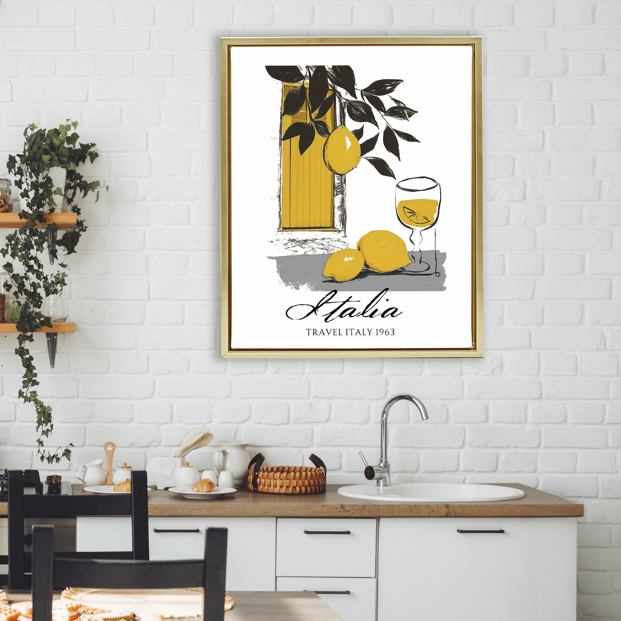 Stupell Industries Travel Italia Lemons Gold Framed Floater Canvas Wall Art, design by Annabelle Hall