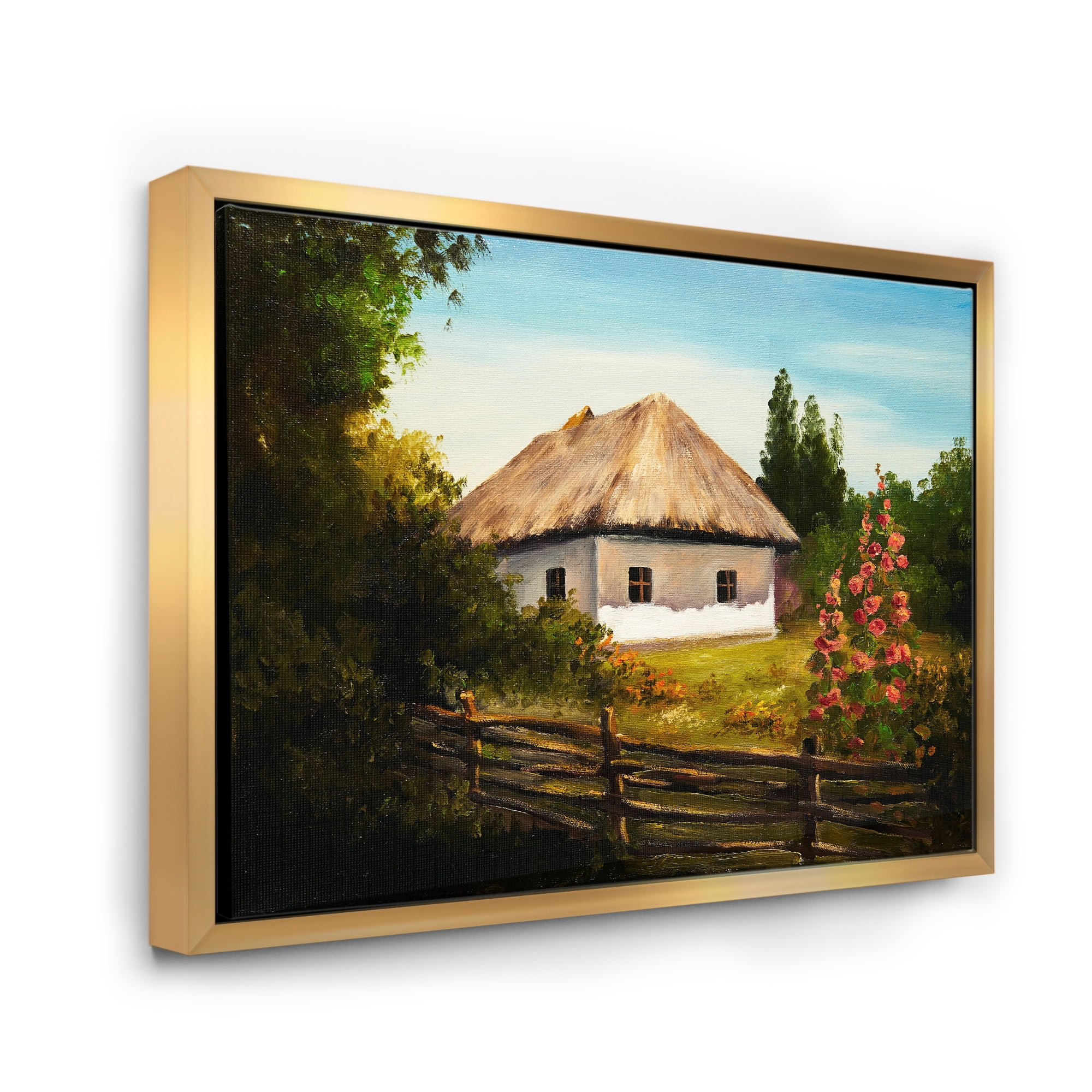 Designart 'House With Blossoming Flowers On The Mountain II' Traditional Framed Canvas Wall Art Print