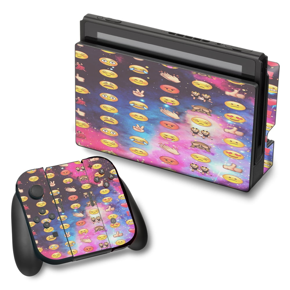 Skin Decal For Nintendo Switch Vinyl Wrap / Emojis In Galaxy Space