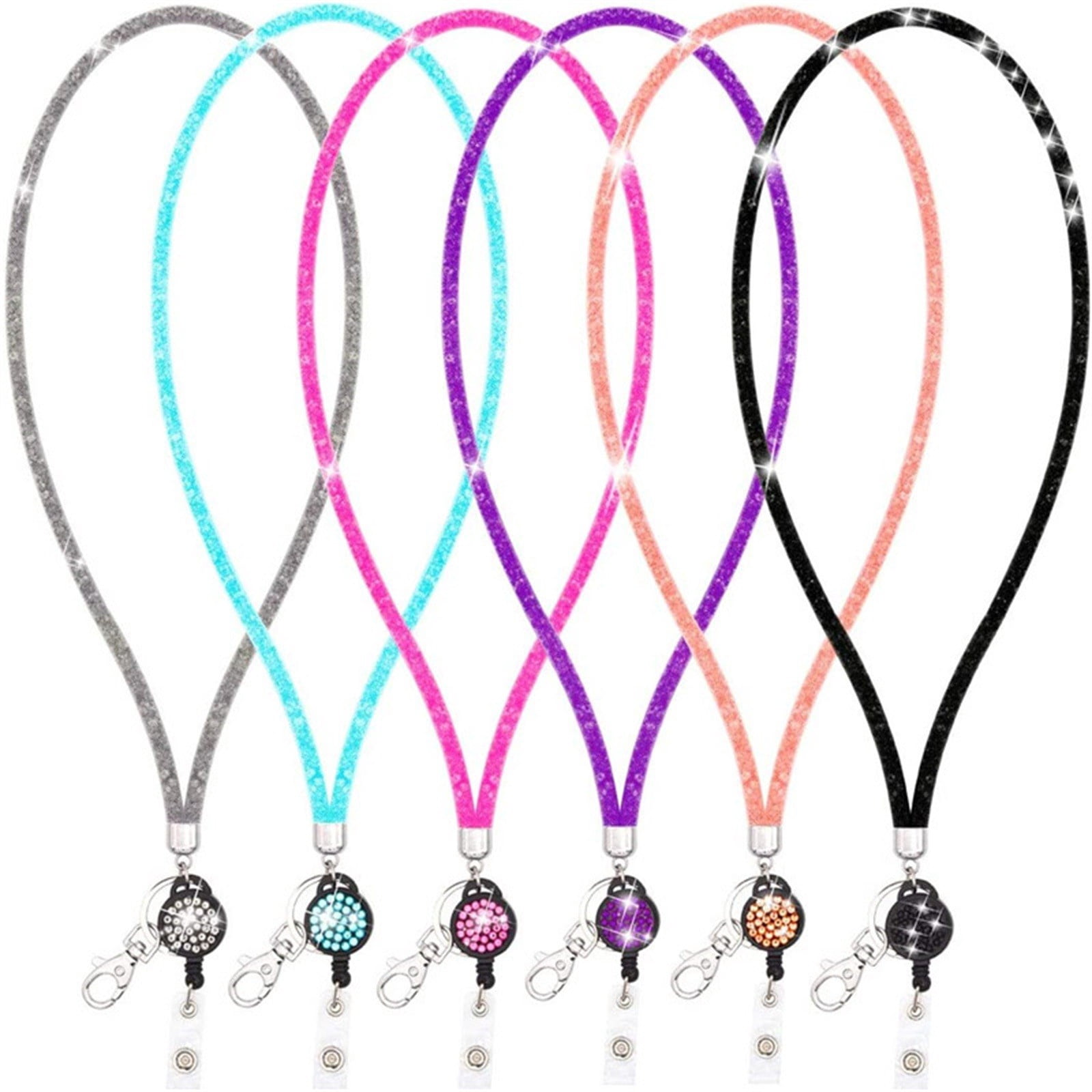 SLUOHZXI Lanyards for ID Badges- Bling Badge Lanyard with ID Badge Holder Retractable Crystal Teacher Lanyard Retractable Keychain Cruise Ship Lanyards for Women,Transparent PC Case Protector