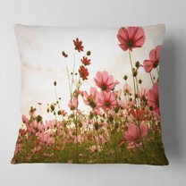 Designart Beautiful Cosmos Flowers Garden - Floral Throw Pillow - 18x18