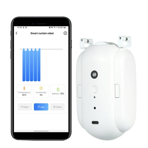 BT Automatic Curtain Opener Closer Robot Wireless Smart Curtain Motor Timer Voice Control Smart Home Automation Device for Curtain Track Rod Replacement for Assistant