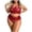 Wine, variant on Levmjia Womens Lace Lingerie Set Plus Size Bow Wireless Solid Color Adjustable Spaghetti Strap V Neck Bra And High Waist Panty Suit Honeymoon Bedroom