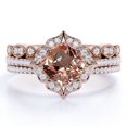 thumbnail image 1 of JeenMata Anillo de Bodas de 2,50 Quilates con Morganita y Moissanita Talla Cojín Engastado en Oro Rosa de 18 K sobre Plata, 1 of 6
