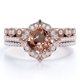 thumbnail image 1 of JeenMata Anillo de Bodas de 2,50 Quilates con Morganita y Moissanita Talla Cojín Engastado en Oro Rosa de 18 K sobre Plata, 1 of 6