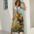 thumbnail image 2 of Rooster Vintage Barn Colorful Flowers Sleeveless Dress Female Clothing Dress Women Summer 2025 Dress, 2 of 7
