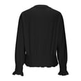 thumbnail image 6 of Heisall Women's Long Sleeve Sweaters V Neck Eyelet Knit Smocked Waist Ruffle Hem Loose Fit Casual Tops Soft Knit Spring Fall Outfits, 6 of 8