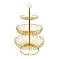 thumbnail image 1 of Soporte para cesta de fruta de metal de 3 niveles, frutero versátil de gran capacidad, altura de 48 cm, bandeja desmontable para ahorrar espacio en la Anillo superior dorado, 1 of 9