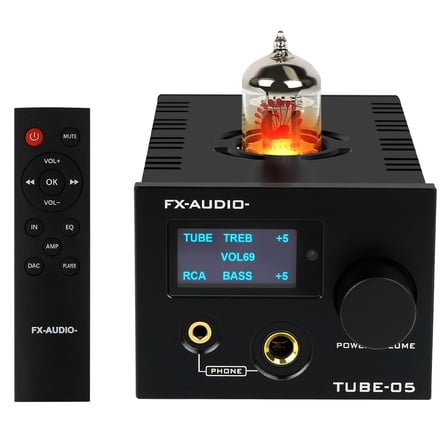 FX-AUIDO TUBE-05 1-Channel Headphone Amplifier Retail Packaging with Remote Control,Black