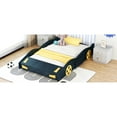 thumbnail image 5 of Full Size Race Car Platform Bed - Dark Blue & Yellow With Storage Space Wood Construction + Wheels And Robust For Bedroom, 5 of 7