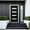 Black, variant on 36x80 Mahogany Wood Grain Texture Fiberglass Front Door, Left Inswing, 4-Lite Frosted Glass, Modern Style with Vinyl Brickmould
