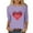 Purple, variant on Womens Tops Valentine Day Heart Printed 3/4 Sleeve Crewneck Lightweight Casual Tee Tops Ladies T-Shirts