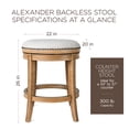 thumbnail image 5 of Maven Lane Alexander Backless Counter Stool, Weather Oak & Sand Fabric, Set of 2, 5 of 6