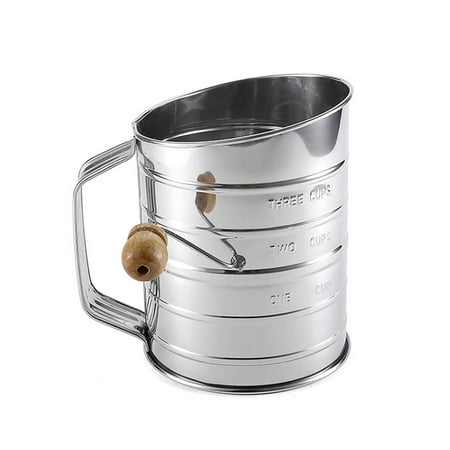 

Stainless Steel Mesh Flour Sifter Mechanical Baking Icing Sugar Shaker Sieve Cup with Scale Bakeware Tools