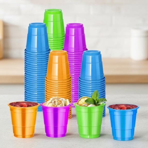 Easter Plastic Shot Glasses Multicolor Shot Cups for Drinking, Snacks, Jello and Samples