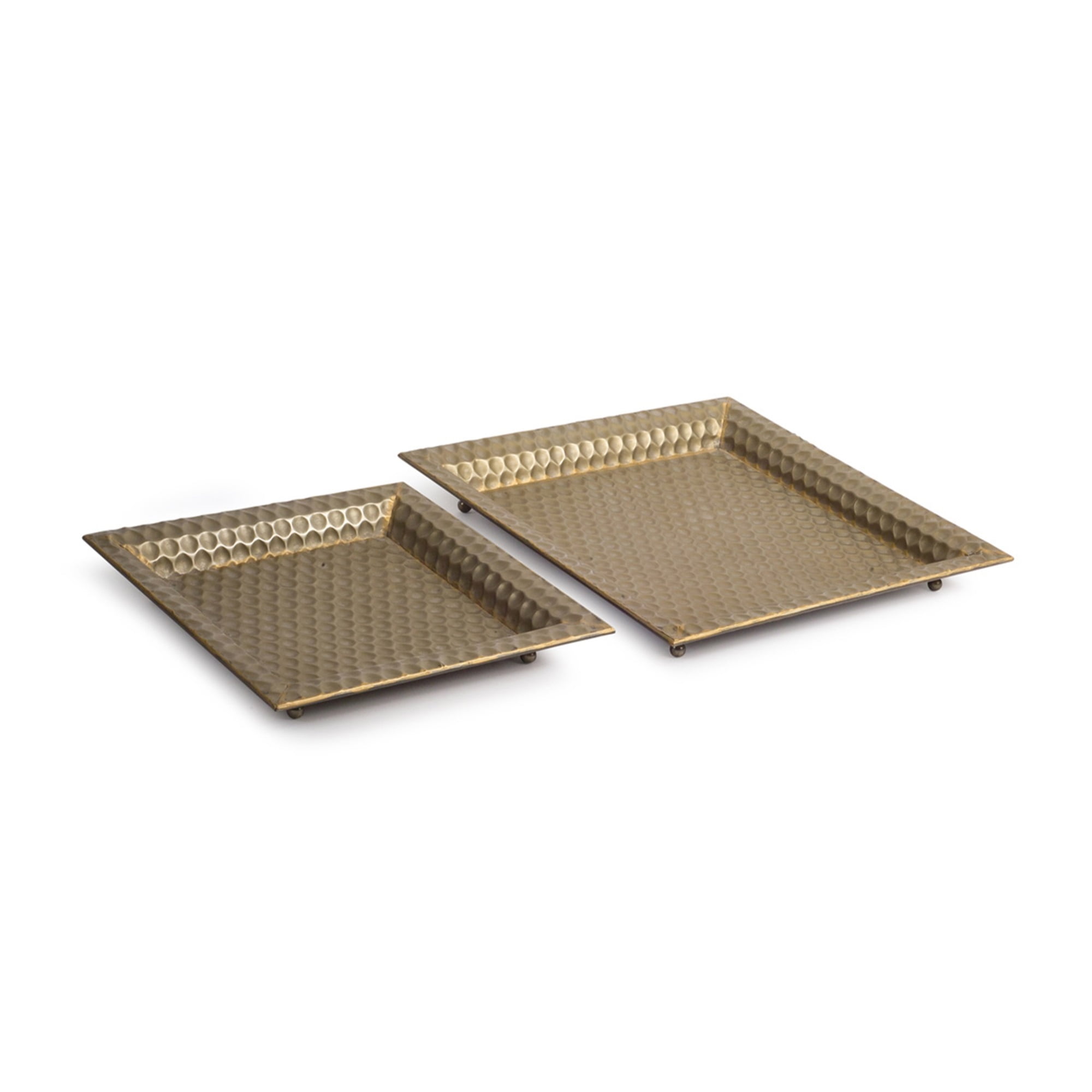 Hammered Trays (Set of 2) 13.75", 17.5"SQ Metal