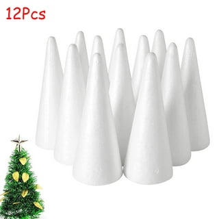 Holibanna Foam Cone Polystyrene Cone Shapes White Christmas Tree Crafts  Table Centerpiece Props 2pcs 12.6 X 4.7 Inch