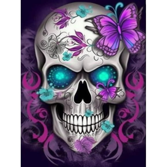 DIY 5D Diamond Art Paintings by Number kit DIY Painting Skull 349 with Diamond Art Full Diamond Canvas Home Wall Decoration Painting 30x40cm (12x16 inches)