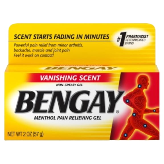 BENGAY Menthol Pain Relieving Gel Vanishing Scent 2 oz (Pack of 6)