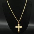 thumbnail image 4 of 14K Yellow Gold Cross Necklace Men For Jesus Chain Pendant Protect Jewelry Religion Accessories Male, 4 of 6