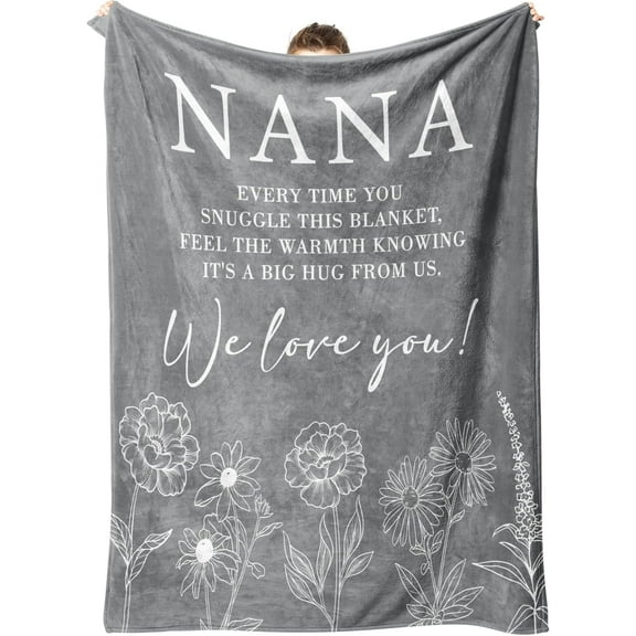 Nana Gifts, Gifts for Nana Blanket, Nana Birthday Gifts, Nana Gifts from Grandkids, Nana Gifts for Mothers Day Christmas, Super Soft Flannel Throw Blanket for Nana 50" x 60", Grey