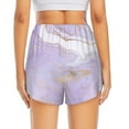 thumbnail image 4 of Xecao's Lavender Glitter Foil Stripes for a double-layer running short for women, perfect for gym, tennis, and more, featuring a convenient pocket., 4 of 9