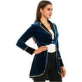 thumbnail image 2 of Eandarui Women Halloween Velvet Swallow-Tailed Coat Victorian Tailcoat Jacket Cosplay Blue XL, 2 of 7