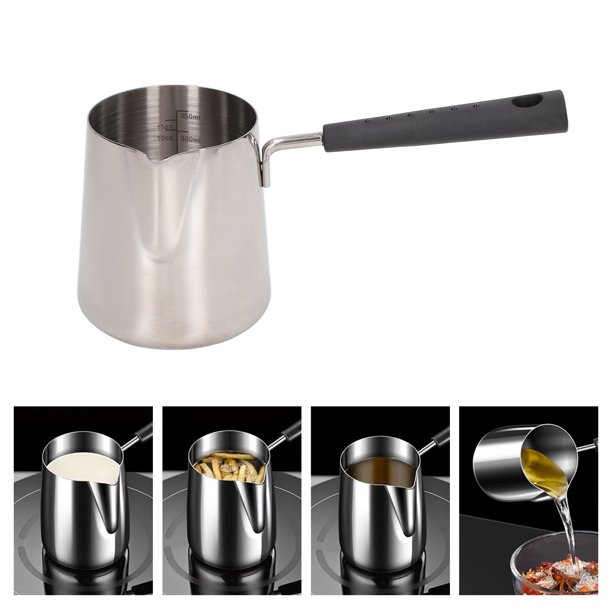 Milk Frother Cup, 201 Acero Inoxidable Manejo Largo Fácil Cleanes Lanzador De Lana De Espuma Jaraba De Leche Con Jarra De Café Lanzador De Café De Escala De Textura Brillante