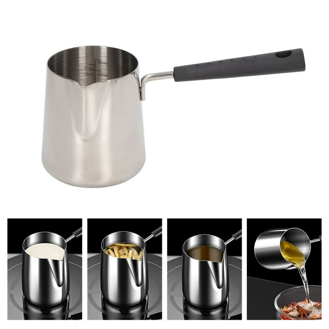 Milk Frother Cup, 201 Acero Inoxidable Manejo Largo Fácil Cleanes Lanzador De Lana De Espuma Jaraba De Leche Con Jarra De Café Lanzador De Café De Escala De Textura Brillante