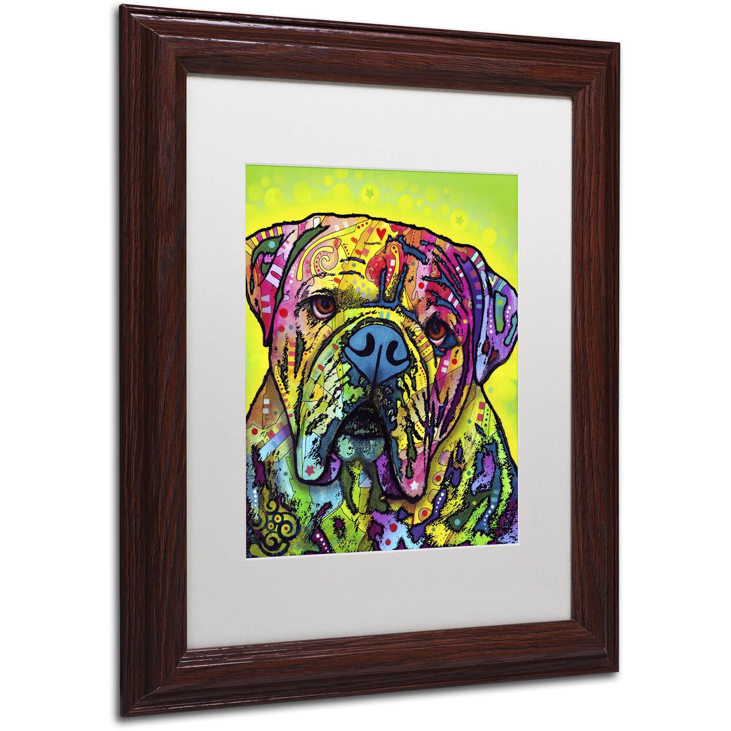 Trademark Fine Art "Hey Bulldog" Canvas Art by Dean Russo, White Matte, Wood Frame