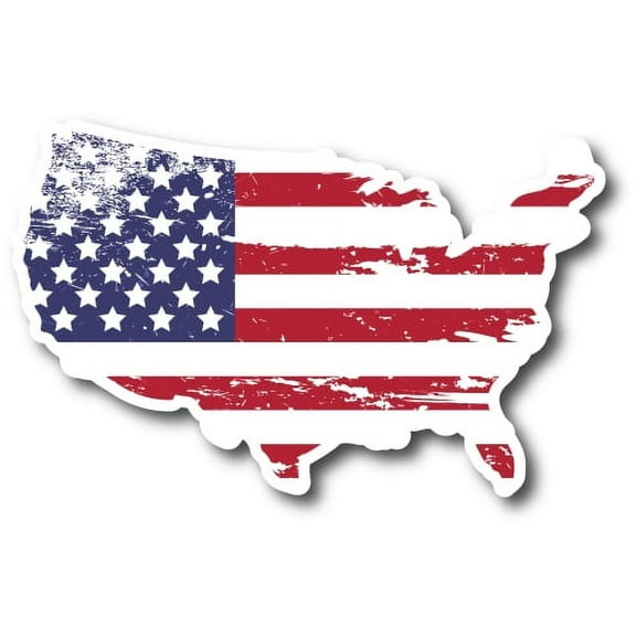 Magnet Me Up Patriotic Distressed American Flag In The Shape Of The United States Magnet Decal, 4x6 In, Vinyl Automotive Magnet
