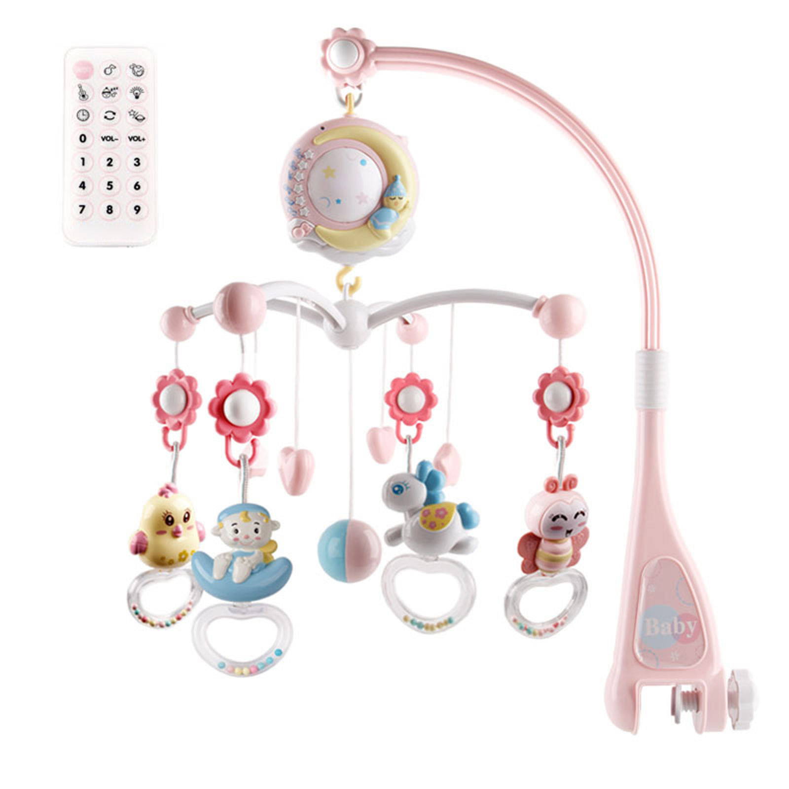 Rotating Rattles and Remote Control Music Box with Music Night Lights Baby Sleeping Toy Baby Musical Crib Mobile